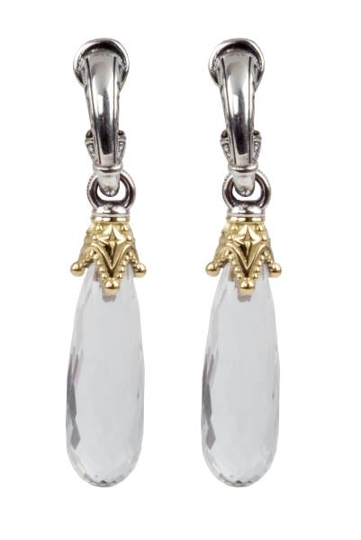 KONSTANTINO STERLING SILVER & 18K GOLD EARRINGS CRYSTAL FROM THE PYTHIA COLLECTION