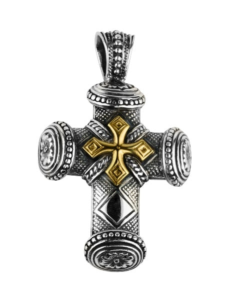 KONSTANTINO STERLING SILVER & BRONZE CROSS PENDANT FROM THE MYRMIDONES COLLECTION