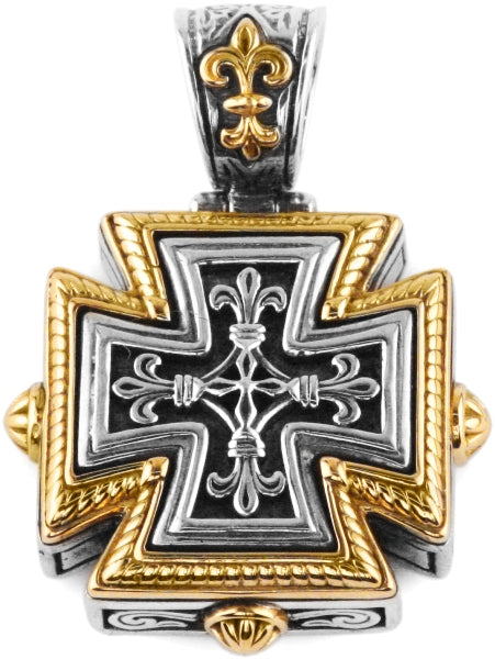 KONSTANTINO STERLING SILVER & 18K GOLD CROSS PENDANT FROM THE SILVER & GOLD COLLECTION