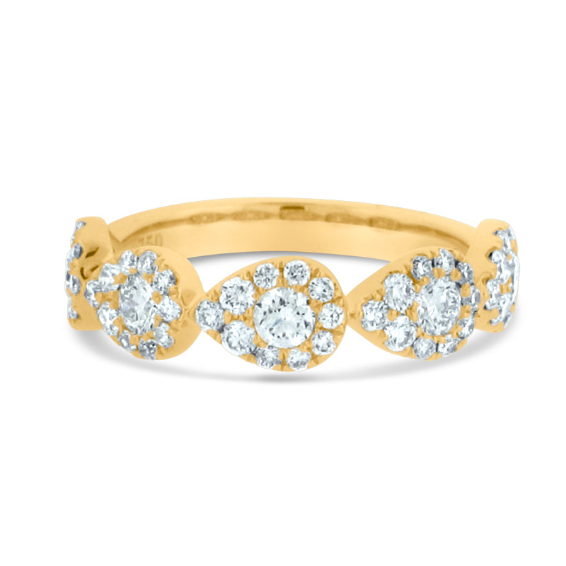 PRIVE' 18K YELLOW GOLD .96CT DIAMOND REPEATING PEAR STACKING BAND