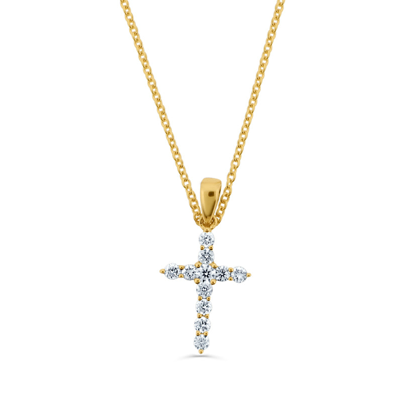 PRIVE' 18K YELLOW GOLD 0.15CT DIAMOND CROSS PENDANT