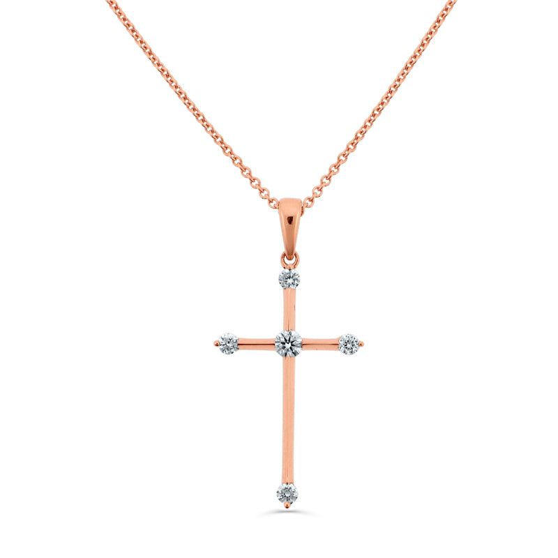 PRIVE' 18K ROSE GOLD CROSS WITH 0.15CTW DIAMOND ACCENTS