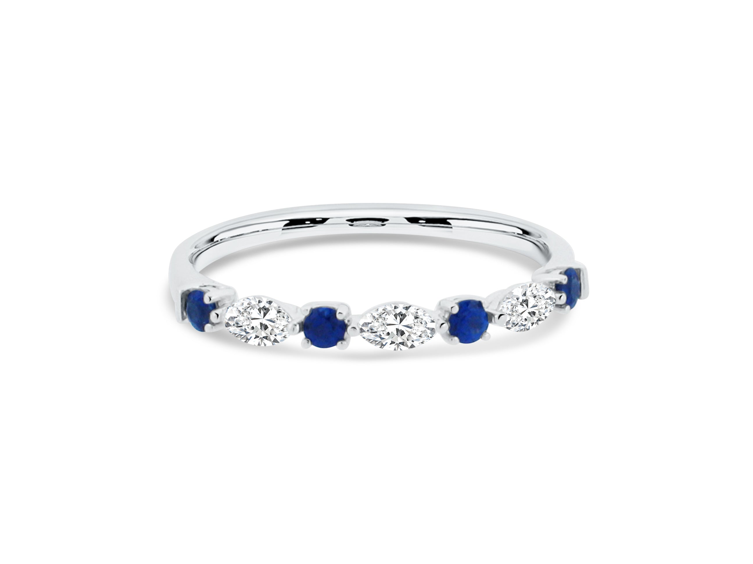 MULLOYS PRIVE'18K WHITE GOLD .27CT VS CLARITY G COLOR .20CT A+ SAPPHIRE RING