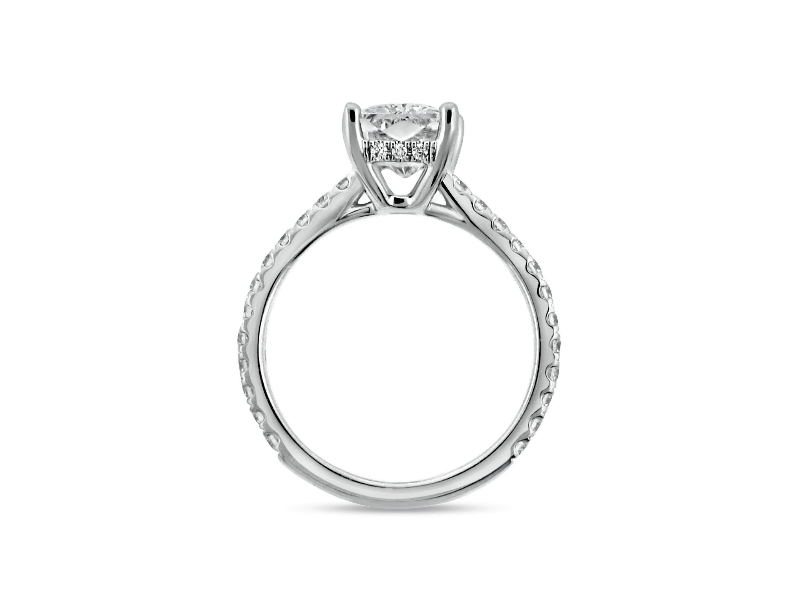 PRIVE' 18K WHITE GOLD 2.51CT RADIANT CUT LAB GROWN DIAMOND BY SWAROVSKI SI1 CLARITY AND F COLOR RADIANT. .50CT SI - G ACCENT NATURAL DIAMONDS