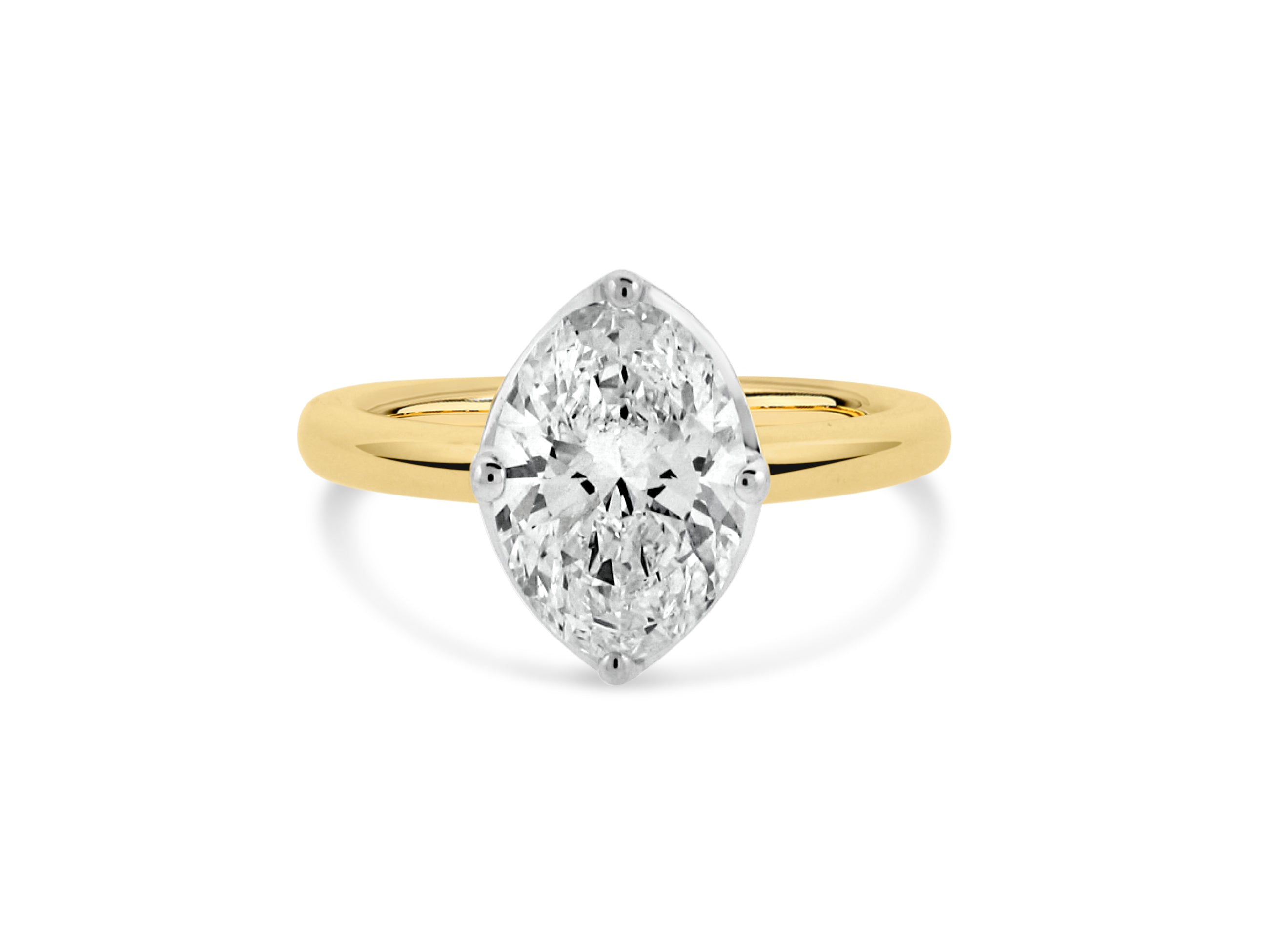 PRIVE' 18K YELLOW AND WHITE GOLD 2.47CT VS2 CLARITY AND F COLOR OVALSWAROVSKI SET WITH .25CT SI/G ACCENT NATURAL DIAMONDS - CERTIFIED
