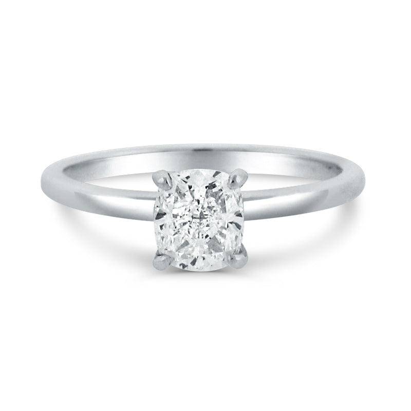 WHITE GOLD FOREVERMARK 1.01CT CUSHION CUT SOLITAIRE ENGAGMENT RING