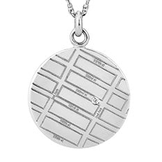 A.JAFFE  WHITE GOLD ROUND MAP PENDANT