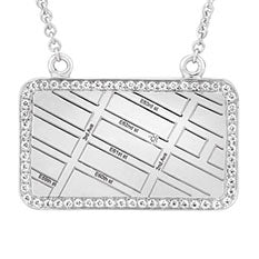 A.JAFFE  STERLING SILVER MAP NECKLACE WITH DIAMONDS