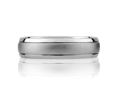 A.JAFFE CLASSICS CLASSIC BRUSHED AND BRIGHT FINISH COMBINATION MEN'S RING