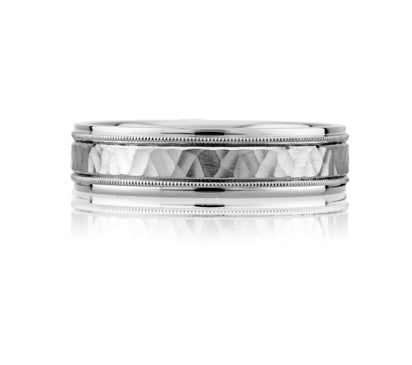 A.JAFFE METROPOLITAN HAMMERED TWO TONE CLASSIC MEN'S RING