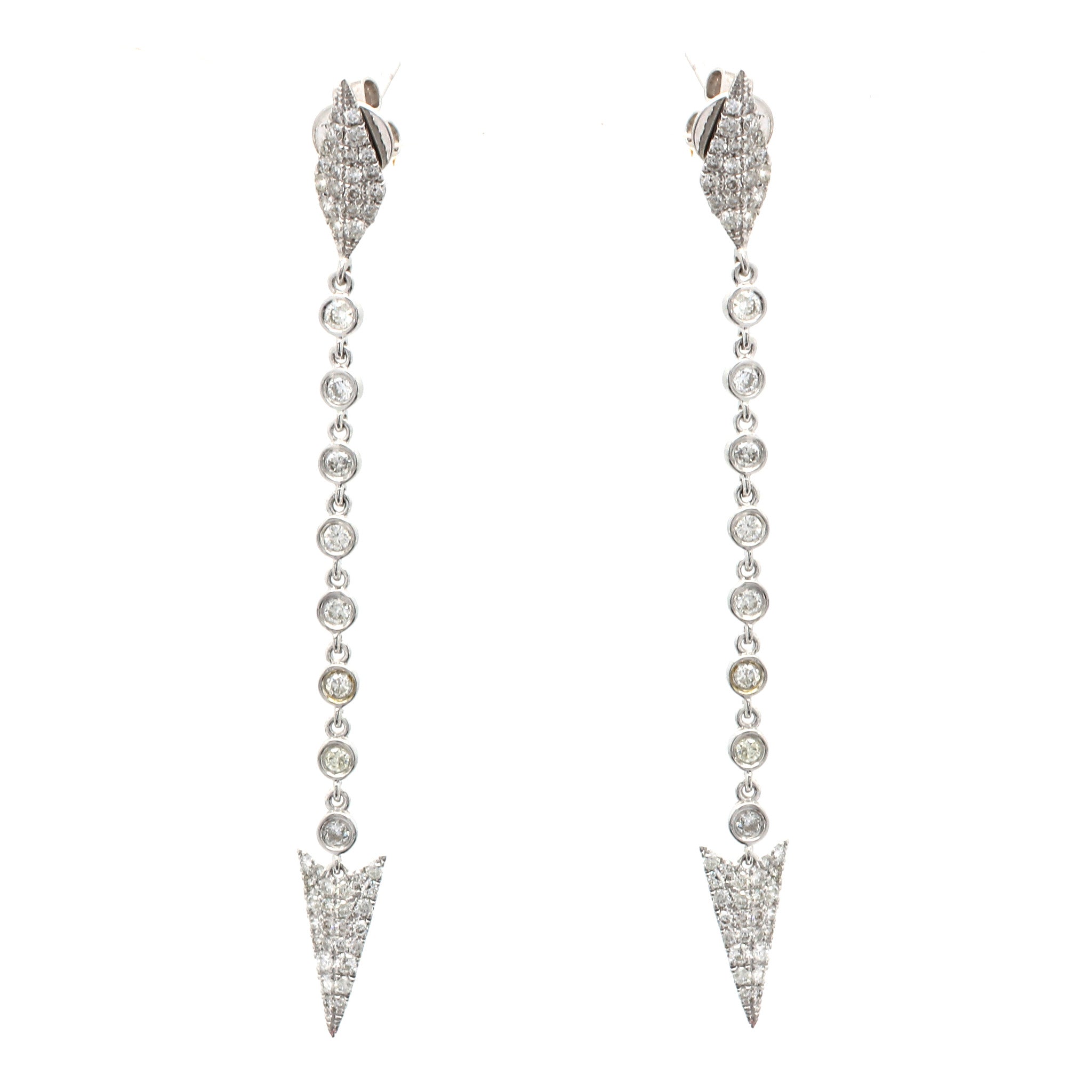 Meira T 14k Long Diamond Spear Tip Earrings