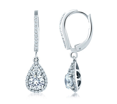 A.JAFFE METROPOLITAN PEAR SHAPED ROUND DIAMOND HALO EARRINGS