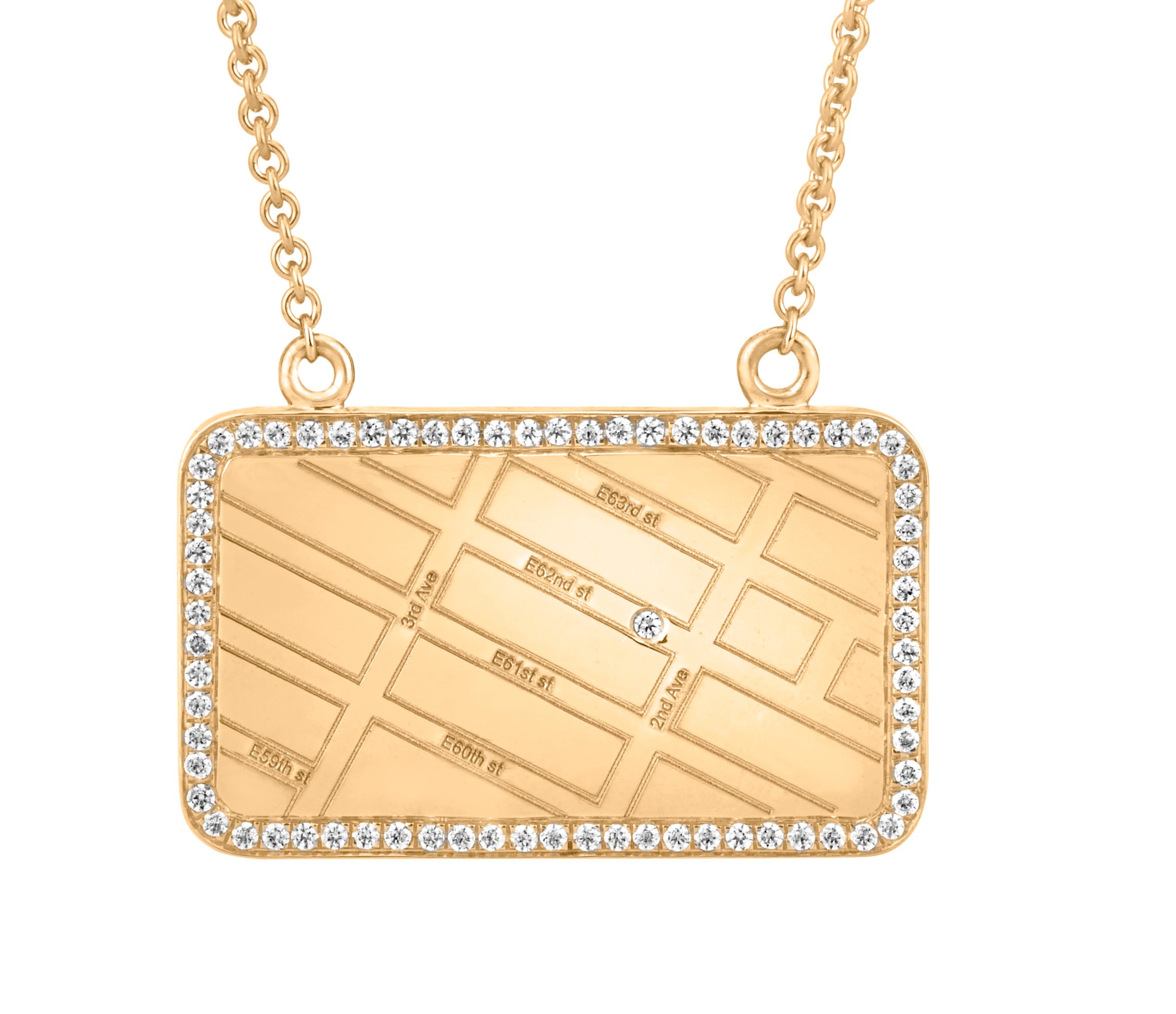 A.JAFFE  YELLOW GOLD MAP NECKLACE WITH DIAMONDS