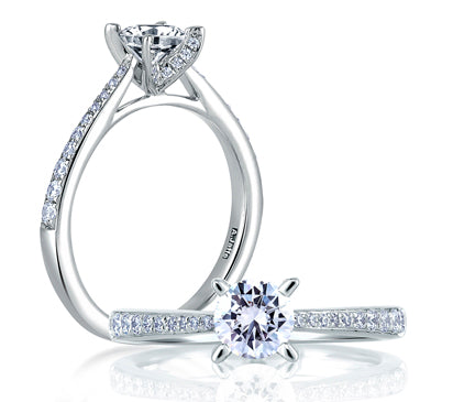 A.JAFFE SEASONS OF LOVE CATHEDRAL PAVÉ WITH DIAMOND STUDDED CENTER PRONGS RING 0.25             (no