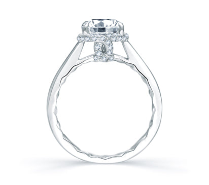 A.JAFFE QUILTED COLLECTION QUILTED MICRO PAVÉ ROUND DIAMOND CENTER HALO ENGAGEMENT RING 0.22