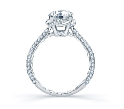 A.JAFFE QUILTED COLLECTION QUILTED MICRO PAVÉ HALO DESIGNER KNOT ENGAGEMENT RING 0.48             (