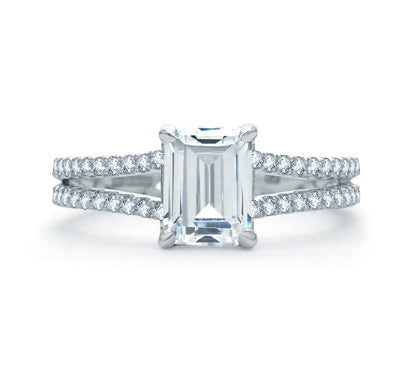 A.JAFFE QUILTED COLLECTION DELICATE EMERALD CUT QUILTED ENGAGEMENT RING 0.38             (not inclu