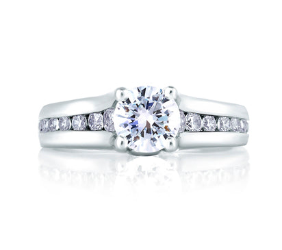 A.JAFFE CLASSICS CATHEDRAL CHANNEL SET WITH DIAMOND BEZEL PROFILE ENGAGEMENT RING 0.59