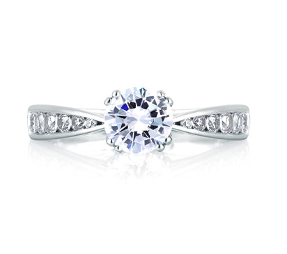 A.JAFFE CLASSICS CLASSIC PINCHED SHANK CATHEDRAL ENGAGEMENT RING 0.52             (not including ce