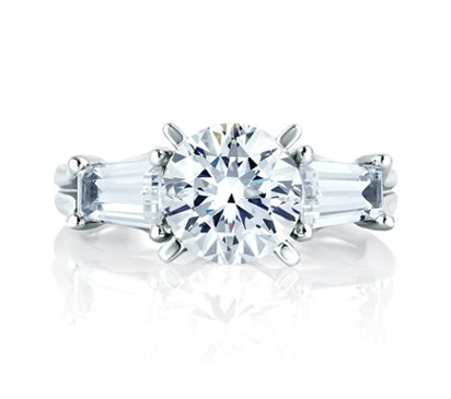 A.JAFFE CLASSICS ENGAGEMENT RING WITH TAPERED BAGUETTES 0.68            (not including center stone