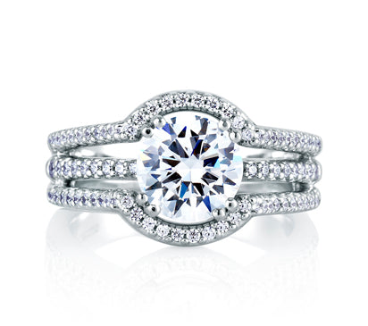 A.JAFFE METROPOLITAN ARCHITECTURAL THREE ROW HALO ENGAGEMENT RING 0.42             (not including c