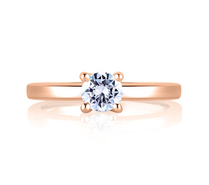 A.JAFFE CLASSICS SQUARE SHANK SOLITAIRE WITH LOOP SET PROFILE DIAMOND ENGAGEMENT RING 0.03