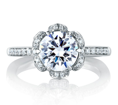 A.JAFFE SEASONS OF LOVE NATURE INSPIRED TULIP DIAMOND ENGAGEMENT RING 0.38             (not includi