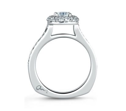 A.JAFFE METROPOLITAN DOUBLE ROW HALO CUSHION CUT ENGAGEMENT RING 0.67             (not including ce
