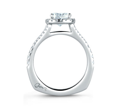 A.JAFFE METROPOLITAN SPLIT SHANK OPEN BRIDGE HALO CUSHION ENGAGEMENT RING 0.42             (not inc
