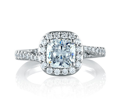 A.JAFFE METROPOLITAN OPEN BRIDGE HALO CUSHION ENGAGEMENT RING 0.35             (not including cente