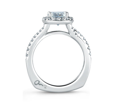 A.JAFFE METROPOLITAN OPEN BRIDGE HALO CUSHION ENGAGEMENT RING 0.35             (not including cente