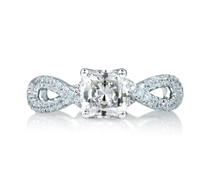 A.JAFFE SEASONS OF LOVE INFINITE CUSHION CUT ENGAGEMENT RING 0.49             (not including center