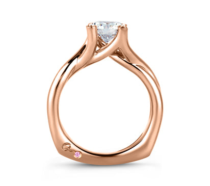 A.JAFFE SEASONS OF LOVE ROSE GOLD BUBBLE SOLITAIRE WITH NATURAL PINK DIAMONDS EMBEDDED IN SIGNATURE