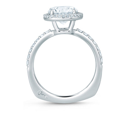 A.JAFFE ART DECO DECO TOWER HALO ENGAGEMENT RING WITH ROUND DIAMOND CENTER 0.32             (not in