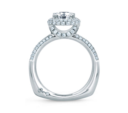 A.JAFFE METROPOLITAN ROUND CUT DELICATE PAVÉ BRIDAL ENGAGEMENT RING 0.52             (not including