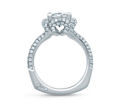 A.JAFFE SEASONS OF LOVE FLORAL PRINCESS CUT DELICATE PAVÉ BRIDAL ENGAGEMENT RING 0.98            (n