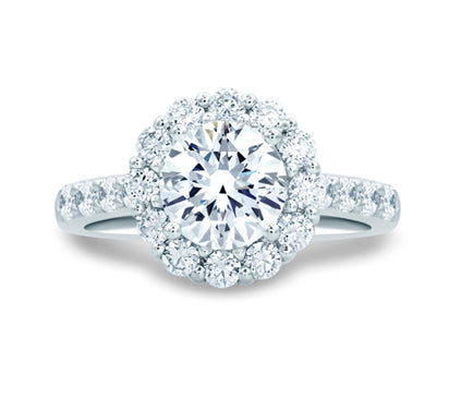 A.JAFFE CLASSICS CLASSIC ROUND DIAMOND CENTER HALO ENGAGEMENT RING 0.96             (not including