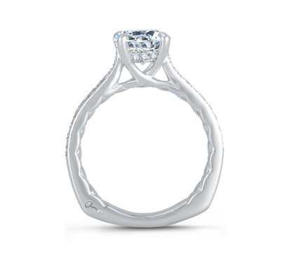 A.JAFFE QUILTED COLLECTION EXQUISITE QUILTED INTERIOR FOUR PRONG DIAMOND ENGAGEMENT RING 0.21