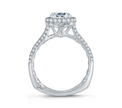 A.JAFFE QUILTED COLLECTION MICRO PAVÉ HALO ROUND DIAMOND CENTER QUILTED ENGAGEMENT RING 0.5