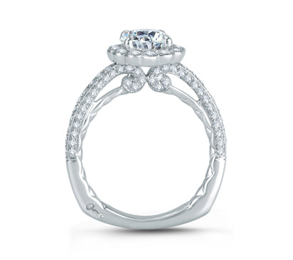 A.JAFFE QUILTED COLLECTION FLORAL INSPIRED HAND SET PAVÉ HALO QUILTED ENGAGEMENT RING 0.75