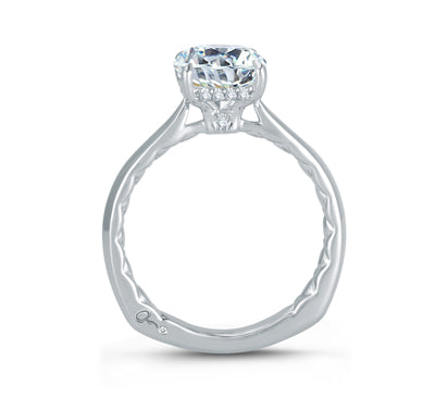 A.JAFFE QUILTED COLLECTION PEEK-A-BOO PAVÉ PROFILE CUSHION CENTER DIAMOND QUILTED ENGAGEMENT RING 0