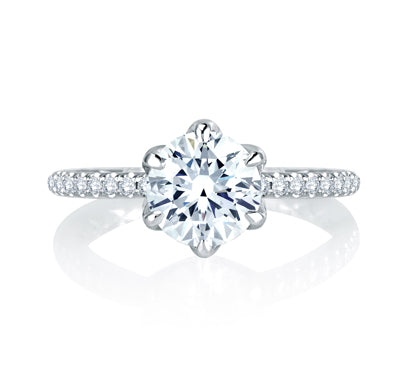 A.JAFFE QUILTED COLLECTION FLORAL INSPIRED SIX PRONG HALO ROUND DIAMOND QUILTED ENGAGEMENT RING 0.3