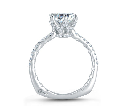 A.JAFFE QUILTED COLLECTION FLORAL INSPIRED SIX PRONG HALO ROUND DIAMOND QUILTED ENGAGEMENT RING 0.3
