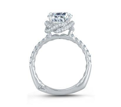 A.JAFFE QUILTED COLLECTION DAZZLING OVAL PAVÉ VINE-CROSSOVER DIAMOND ENGAGEMENT RING 0.45
