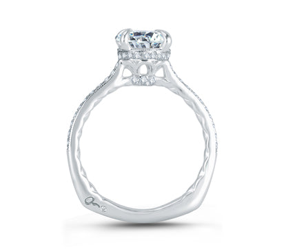 A.JAFFE QUILTED COLLECTION FOUR PRONG HAND SET PAVÉ ROUND DIAMOND QUILTED ENGAGEMENT RING 0.2