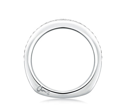 A.JAFFE ART DECO BRIGHT POLISHED CURVED BAND 0.18