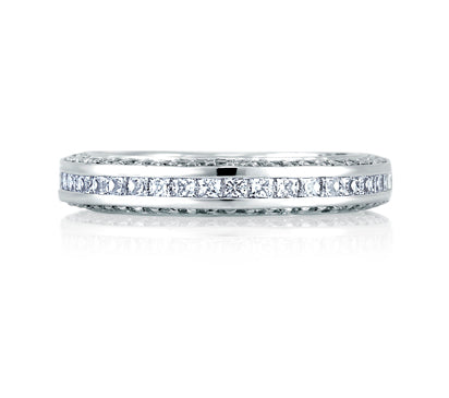 A.JAFFE METROPOLITAN PRINCESS CHANNEL BAND WITH DIAMOND ENCRUSTED PROFILE 0.81