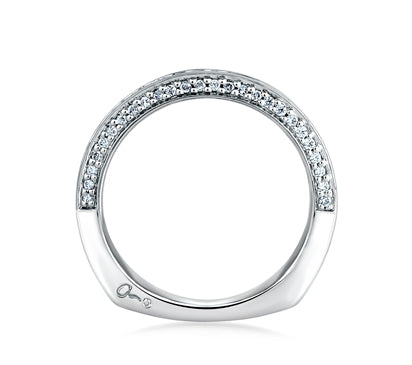 A.JAFFE METROPOLITAN PRINCESS CHANNEL BAND WITH DIAMOND ENCRUSTED PROFILE 0.81