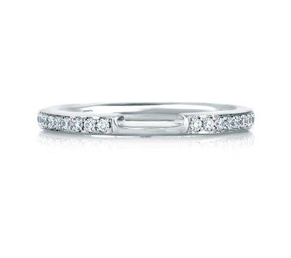 A.JAFFE METROPOLITAN DELICATE PAVÉ BAND WITH BRIGHT POLISHED CENTER CUP 0.15