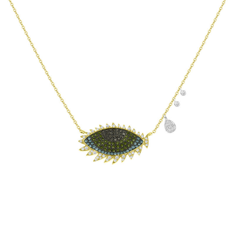 Meira T 14k Evil Eye Necklace With Diamond Lashes and Bezels